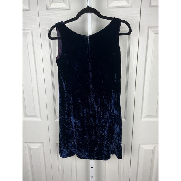 Vintage 60s Blue Crushed Velvet Sleeveless Short Square Neck Party Dress 00 XXS - Picture 6 of 7